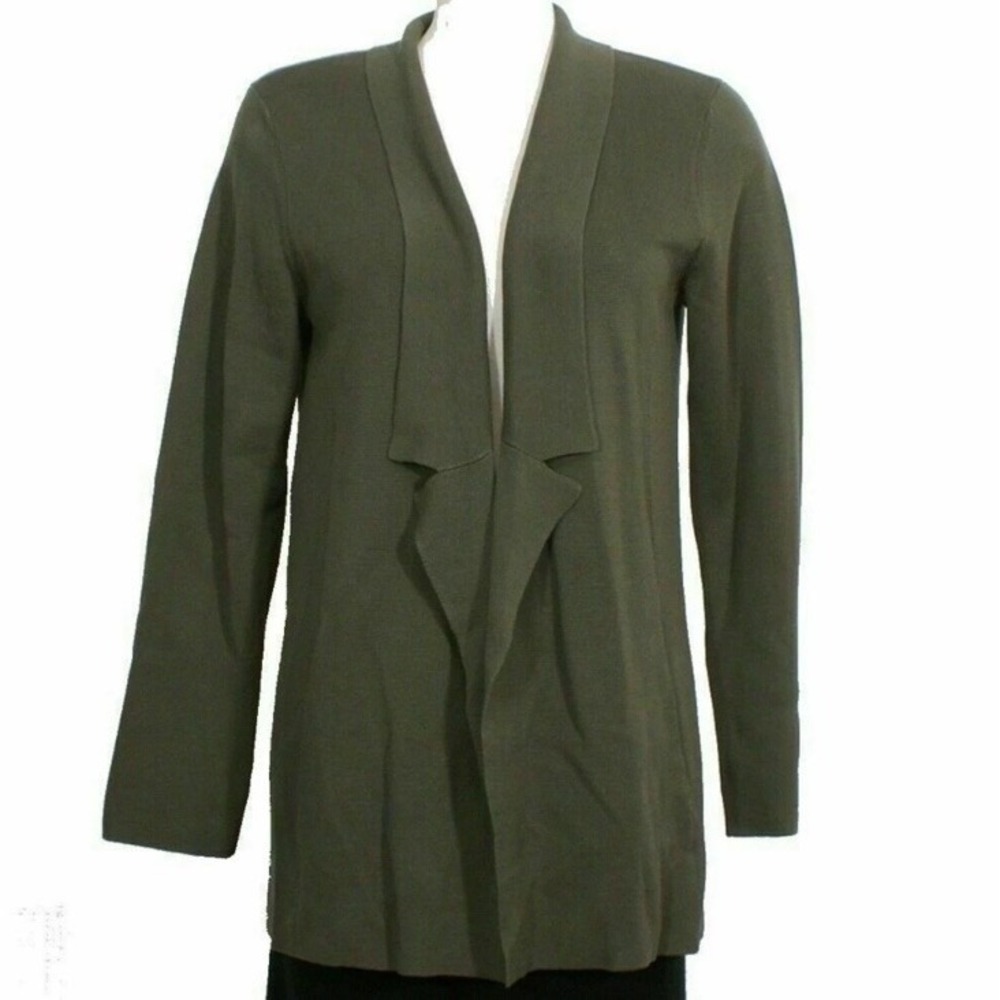 EILEEN FISHER Oregano Green Silk Cotton Interlock Knit Notched Collar Jacket 2X